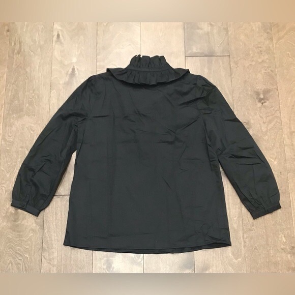 NWT - Tuckernuck Black Ruffle Neck Bouvier Blouse - XS - Picture 5 of 10